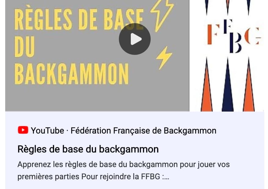 vidéo pour apprendre les bases du jeu de backgammon